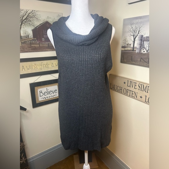 Sonoma Sweaters - Sonoma Dark Gray Sleeveless Cowl Neck Sweater